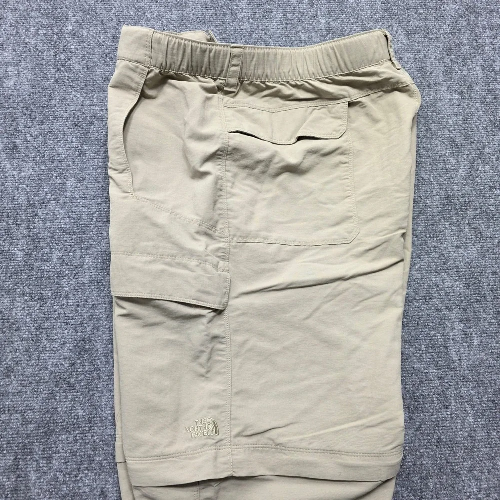 The North Face Men's XXL Convertible Hiking Pants Tan Khaki Zip Off Cargo Belted